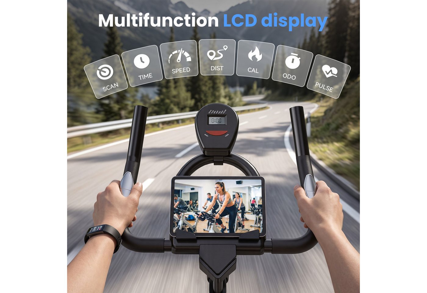 YEE RUN Heimtrainer Fahrrad mit App, Stationary Bike, 100% einstellbarer Magnetwiderstand, Heimtrainer Fahrrad, Fitness-Apps per Smart phone/Tablet Bild 2