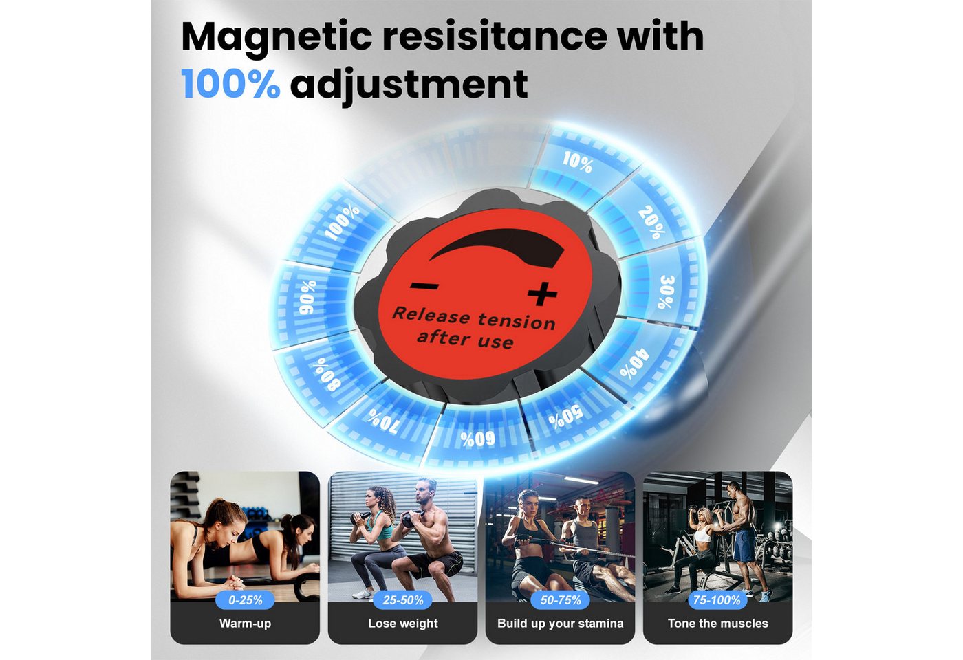 YEE RUN Heimtrainer Fahrrad mit App, Stationary Bike, 100% einstellbarer Magnetwiderstand, Heimtrainer Fahrrad, Fitness-Apps per Smart phone/Tablet Bild 5