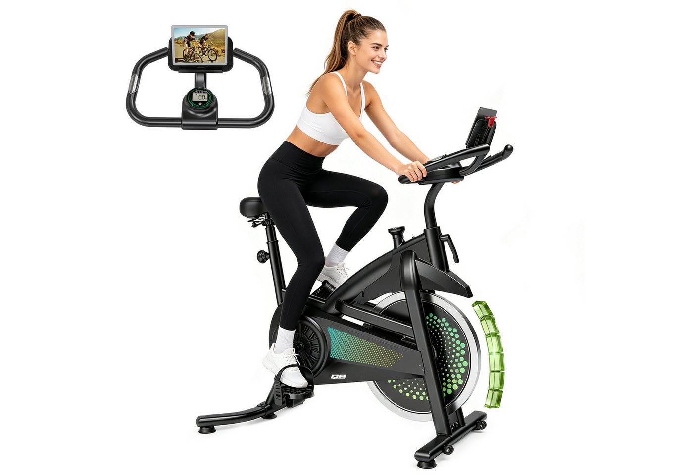 YEE RUN Heimtrainer Fahrrad mit App, 100% Magnetwiderstand, Not-Aus, Herzfrequenzmesser, Heimtrainer Fahrrad, Fitness-Apps per Smartphone/Tablet