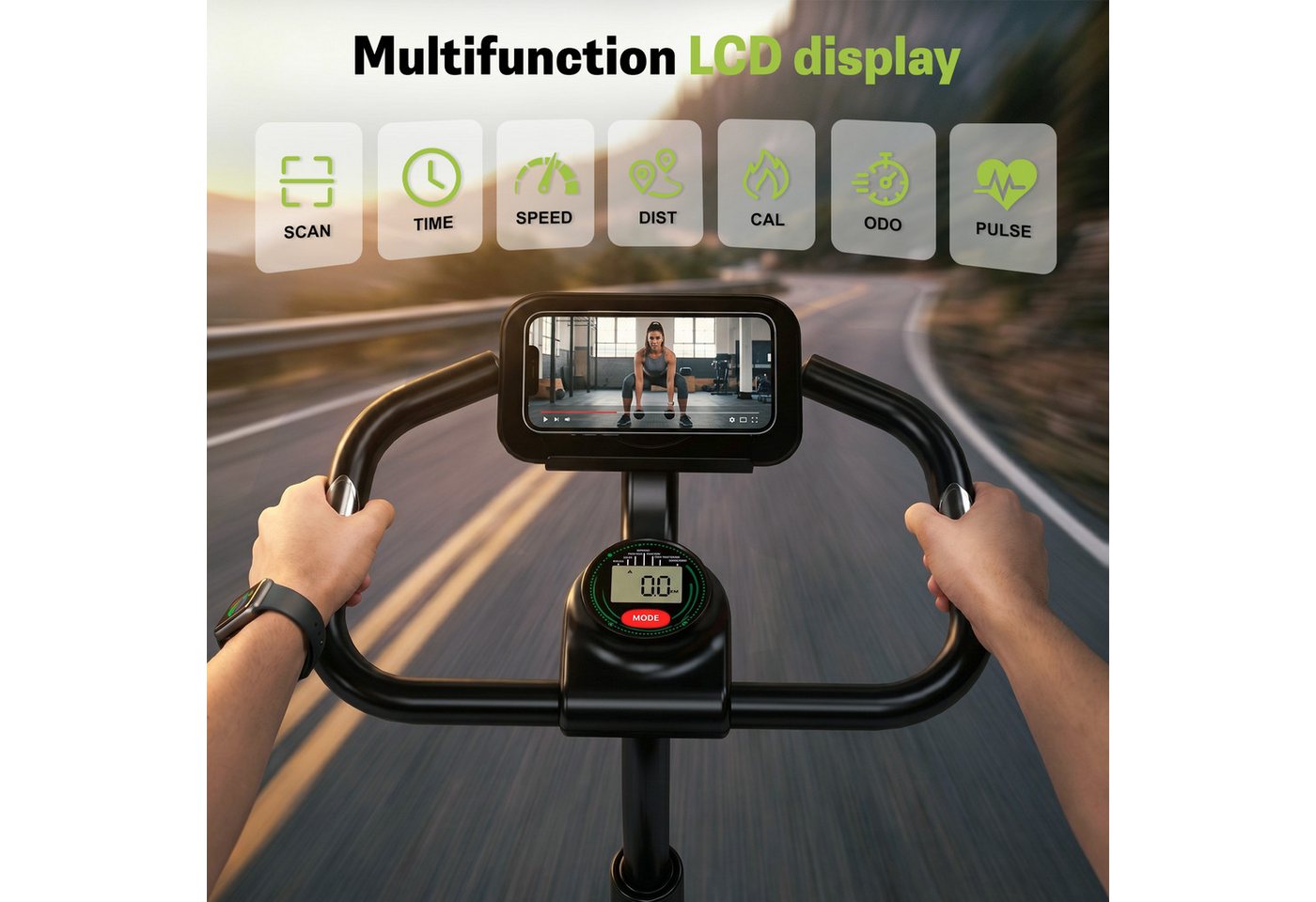 YEE RUN Heimtrainer Fahrrad mit App, 100% Magnetwiderstand, Not-Aus, Herzfrequenzmesser, Heimtrainer Fahrrad, Fitness-Apps per Smartphone/Tablet Bild 3