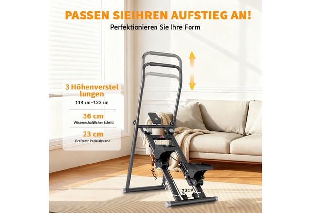 YEE RUN Stepper zusammenklappbar, Stair-Stepper für Heimtraining, verstellbar, LCD