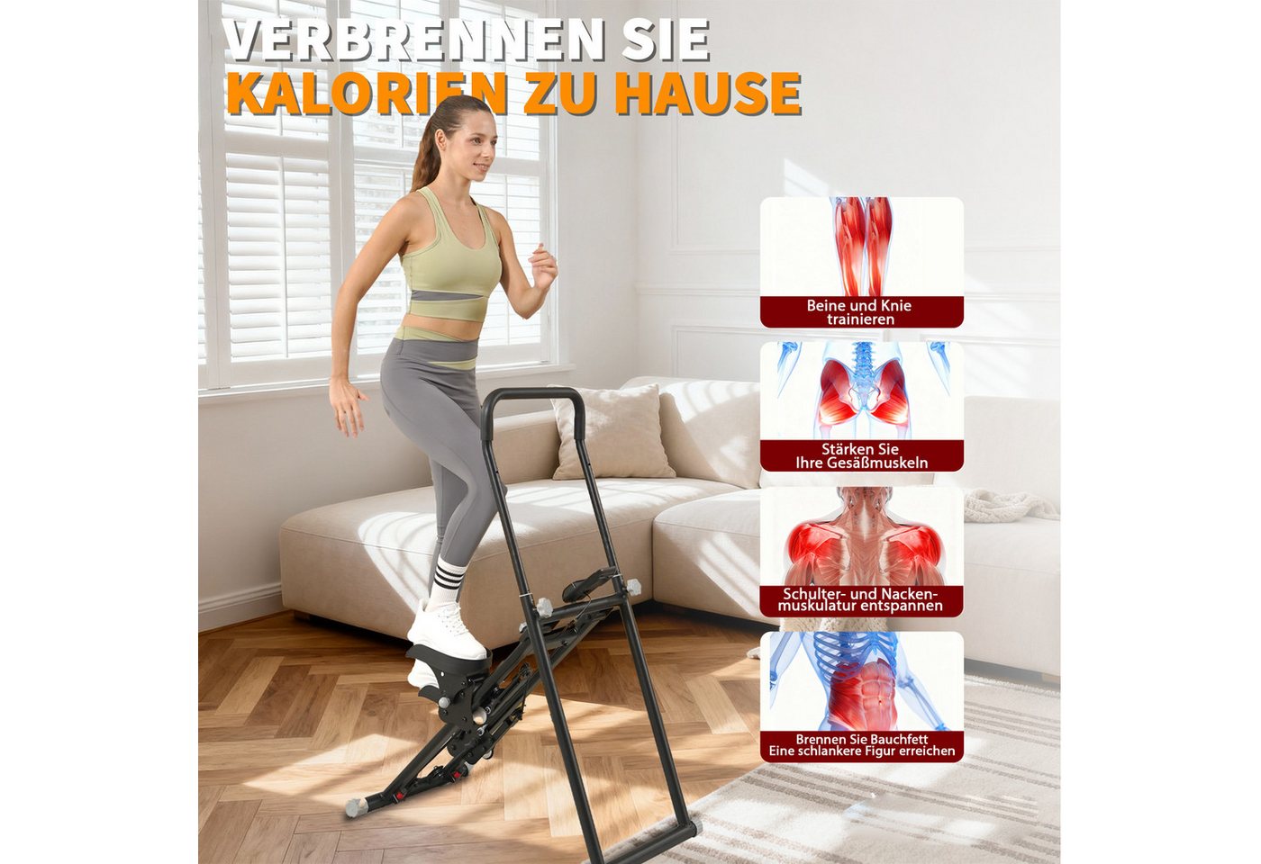 YEE RUN Stepper zusammenklappbar, Stair-Stepper für Heimtraining, verstellbar, LCD Bild 5