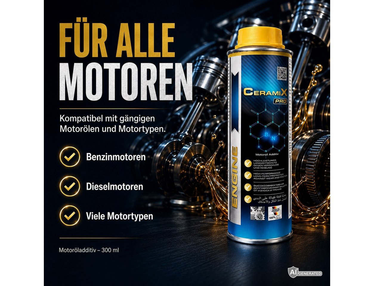 Ravenol Öl-Additiv CeramiX-Pro 300 ml Keramik Motoröladditiv mit hBN Verschleißschutz, 0,3 l, Keramik-Motoröladditiv mit hBN für Reibungs- & Verschleißschutz Bild 2