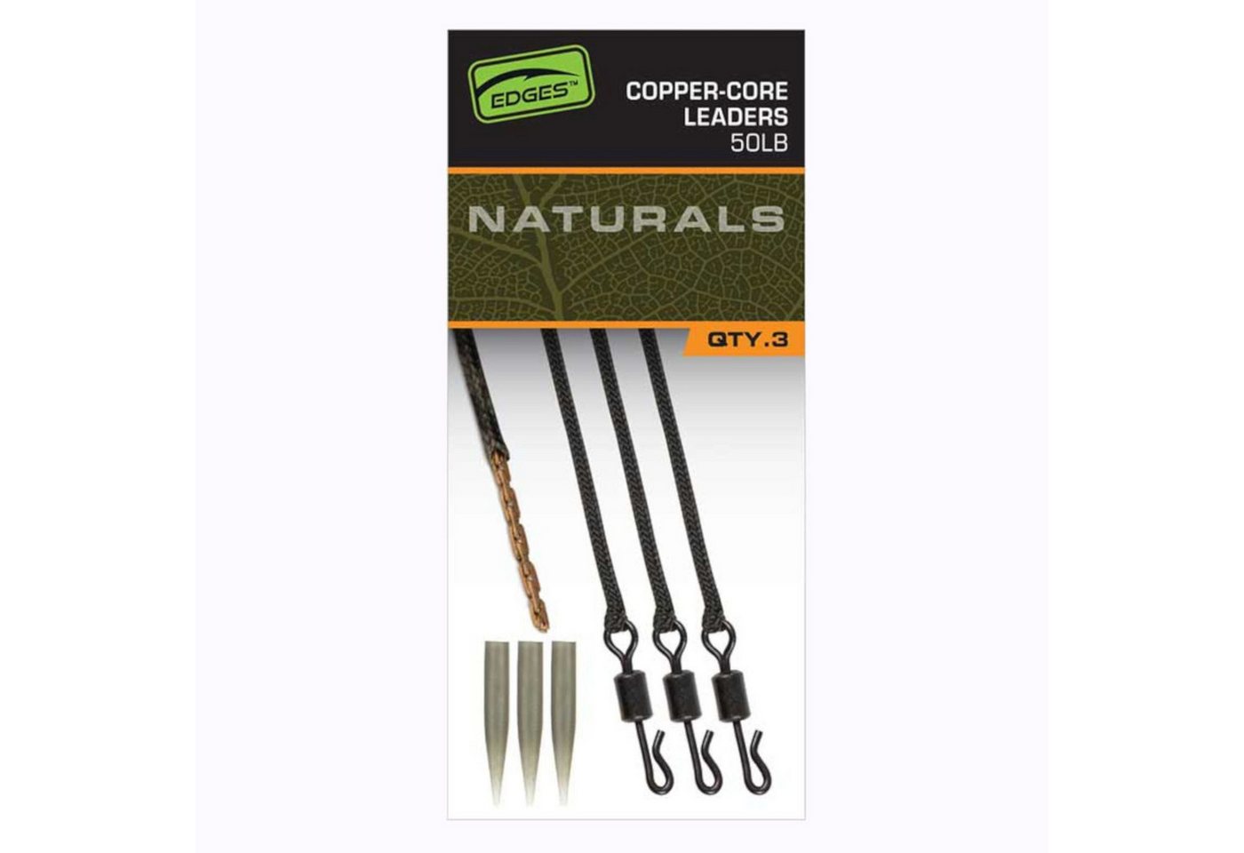 FOX International Karpfenhaken Fox Edges Naturals Copper-Core Leaders x3 - 3 Karpfenvorfächer