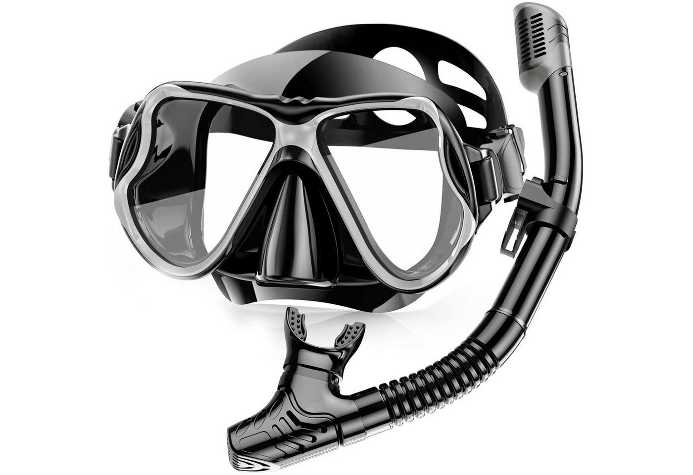 LuxusKollektion Tauchset Schnorchelset Taucherbrille Dryschnorchel AntiFog Farbe Schwarz Bild 3