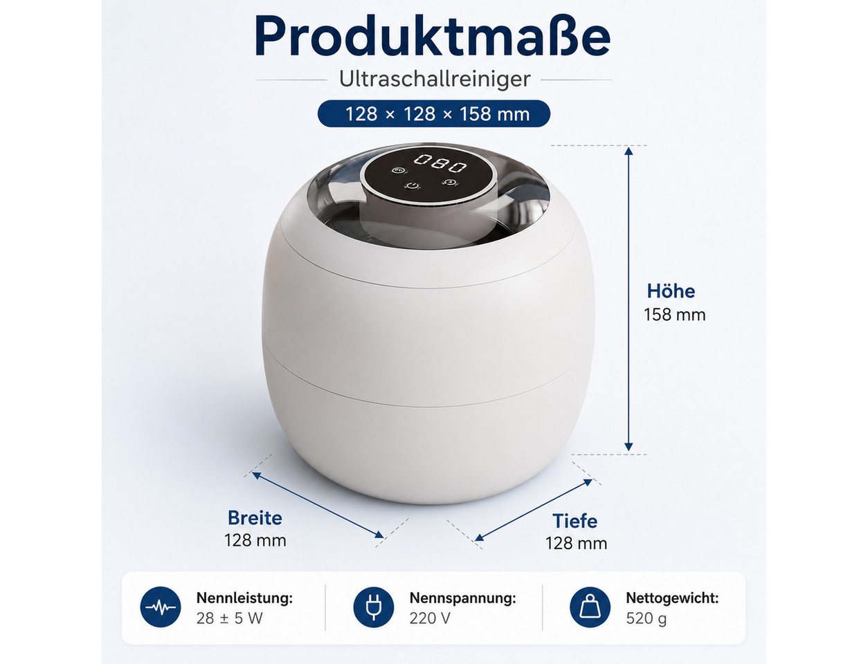 Tekoo Ultraschallreiniger UV-C Licht für Gebiss Aligner & Schmuck 45kHz, Automatische UV-Abschaltung beim Öffnen