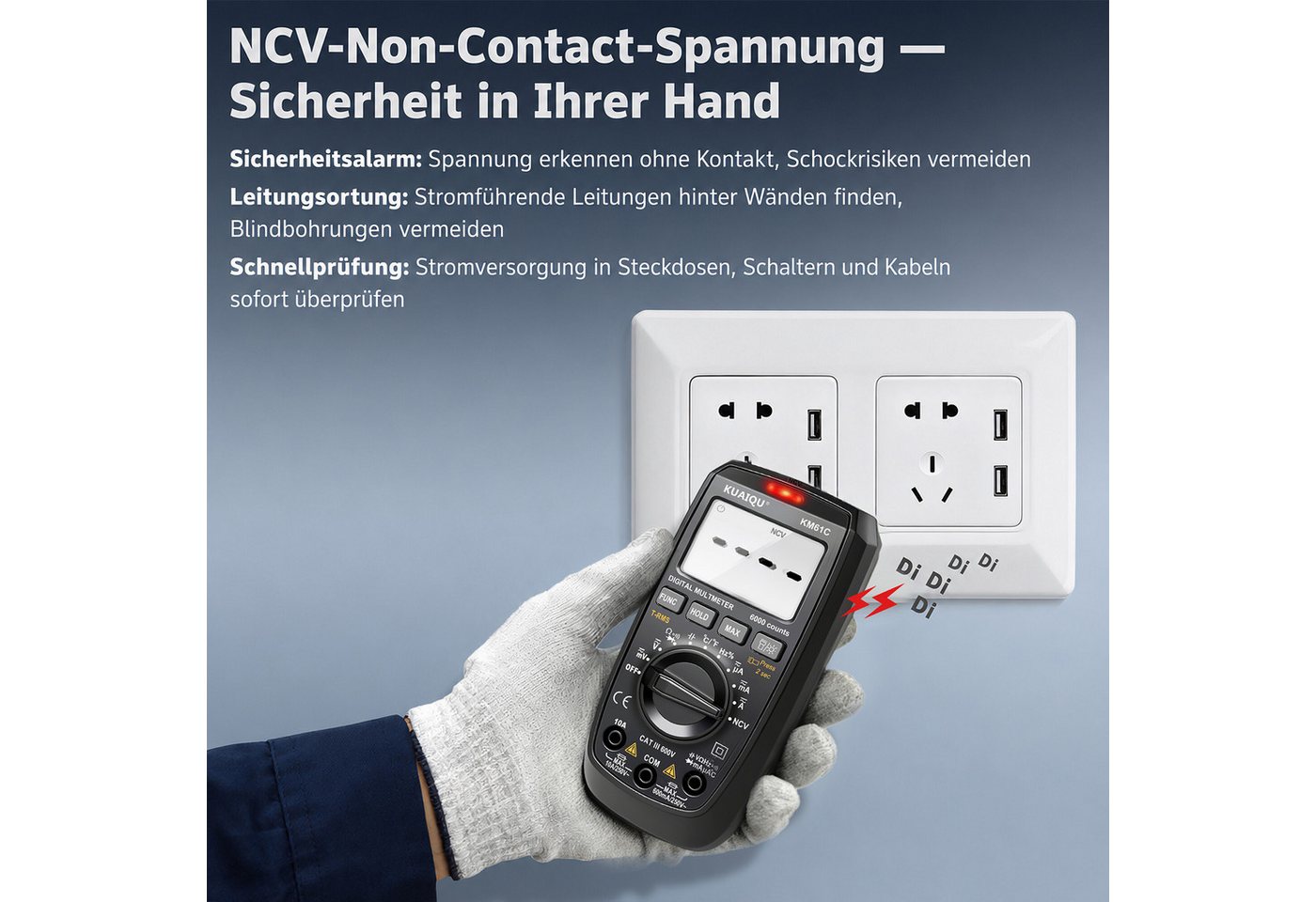 BBWL Multimeter mit True RMS, NCV, LCD-Beleuchtung, HOLD & LED, präzises Messwerkzeug für Haushalt und Werkstatt Bild 3