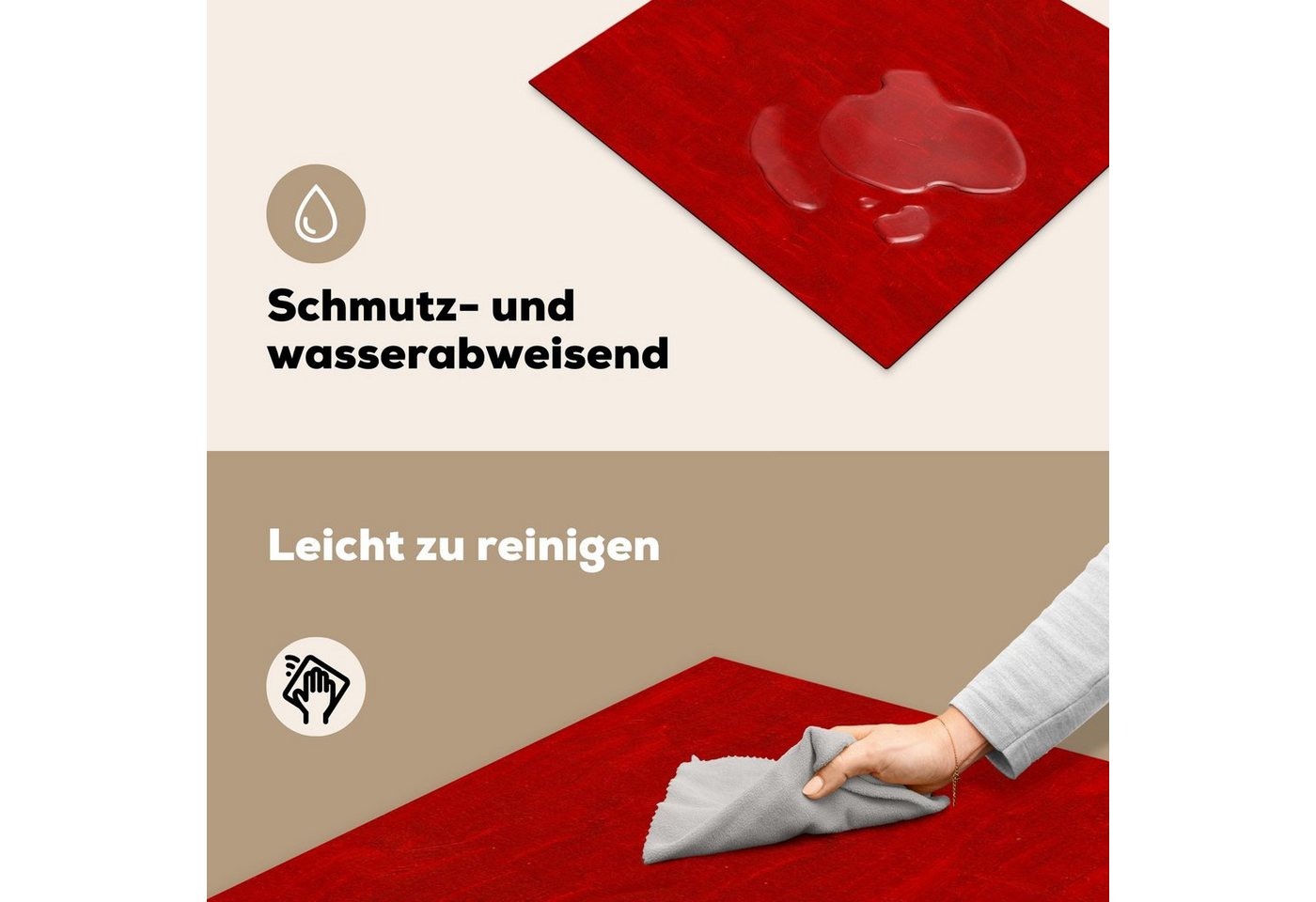 MuchoWow Herd-Abdeckplatte Muster - Ölfarbe - Rot, Vinyl, (1 tlg), Ceranfeldabdeckung Küche, Herdabdeckplatte Einteilig, 60x52 cm Bild 2