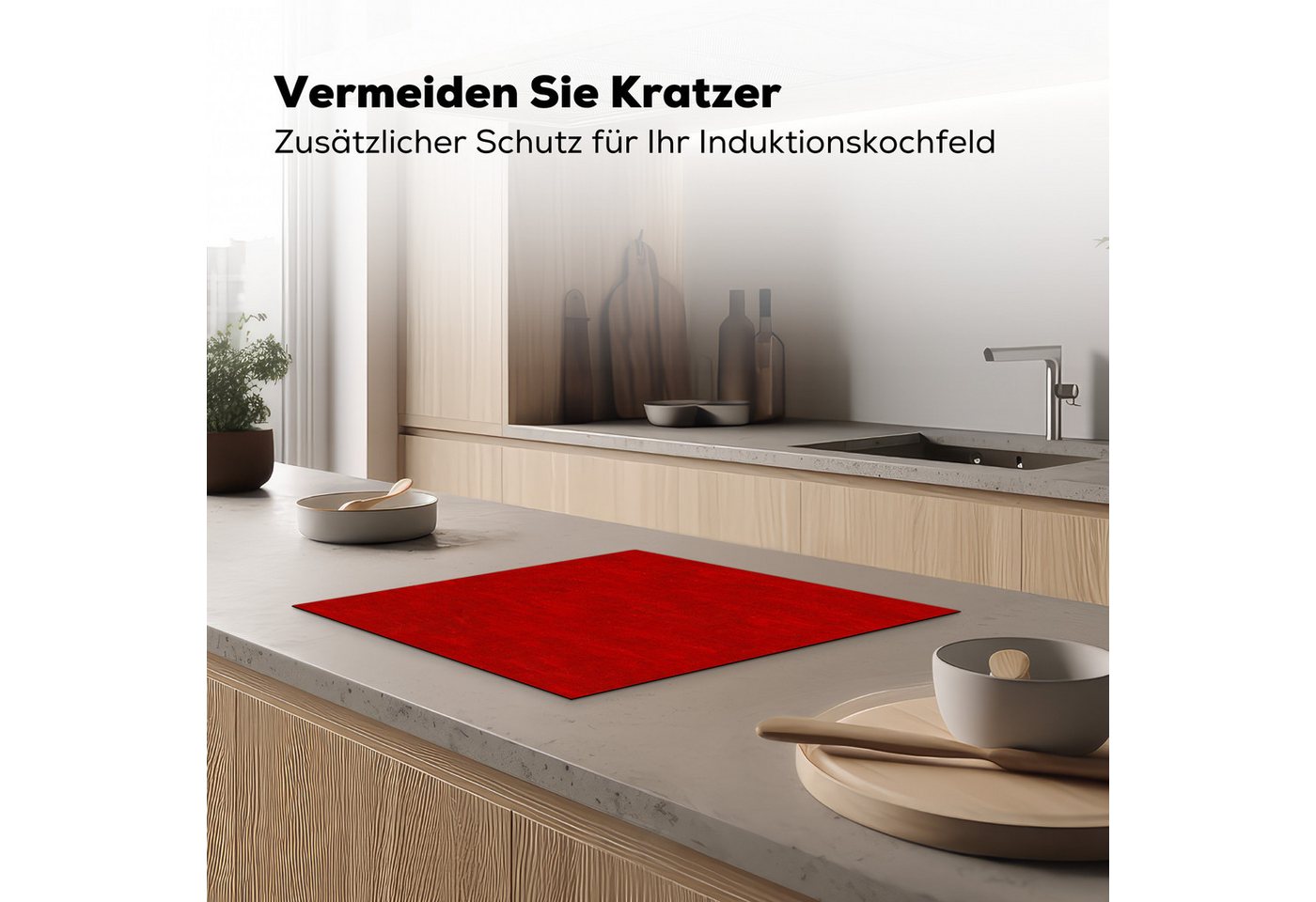 MuchoWow Herd-Abdeckplatte Muster - Ölfarbe - Rot, Vinyl, (1 tlg), Ceranfeldabdeckung Küche, Herdabdeckplatte Einteilig, 60x52 cm Bild 4