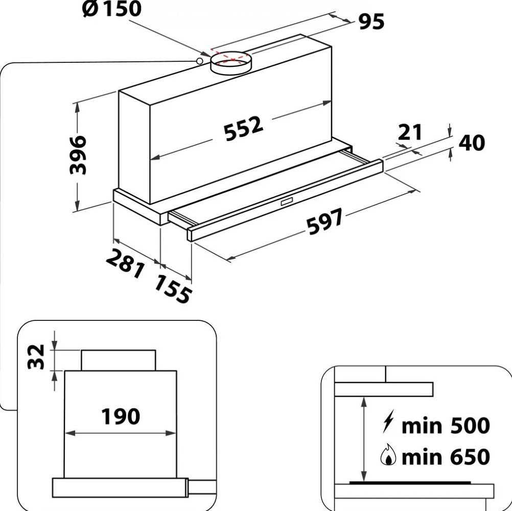 BAUKNECHT Flachschirmhaube 90cm zum Schrankeinbau für 60cm Oberschrank LED DBAH92LTX 90cm zum Schrankeinbau für 60cm Oberschrank LED DBAH92LTX Bild 5