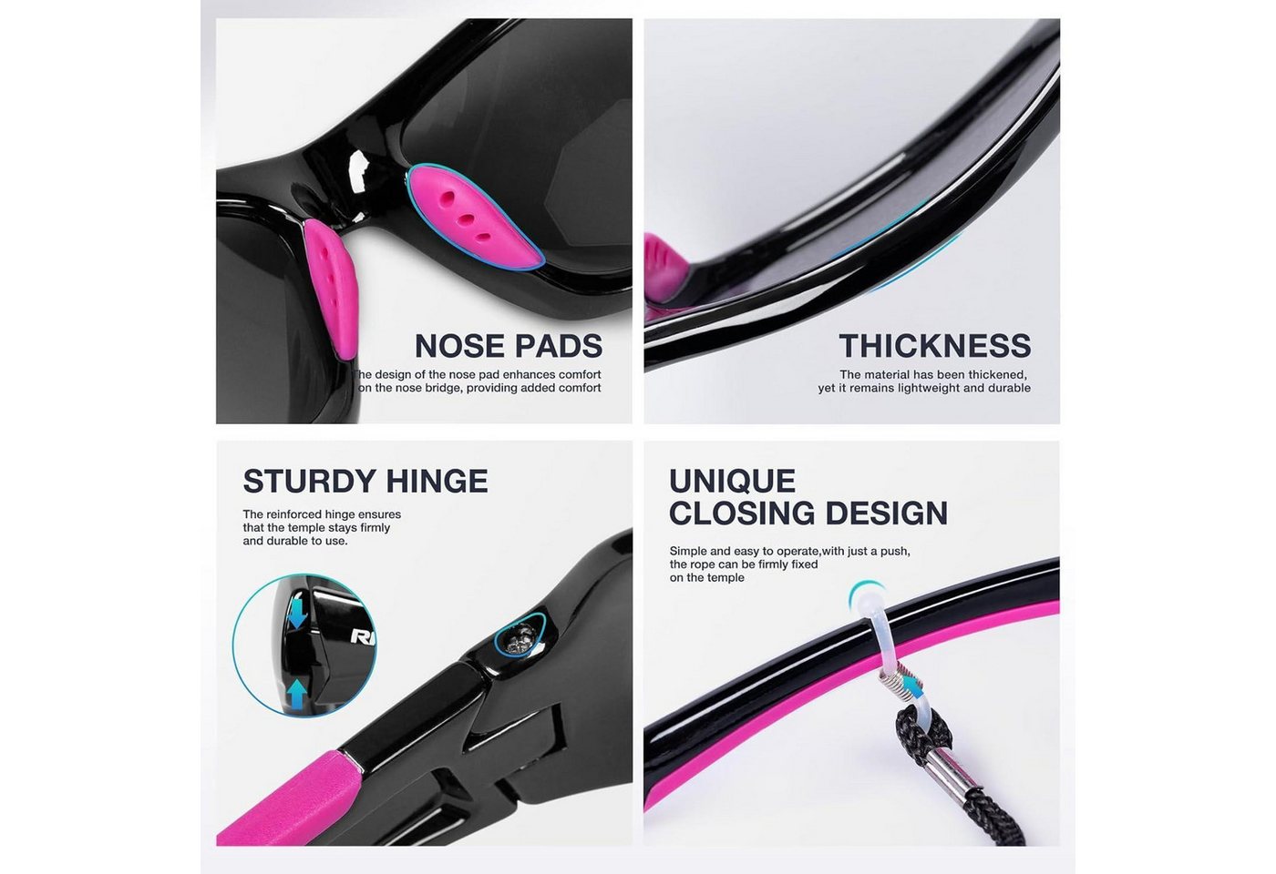 LuxusKollektion Fahrradbrille Sonnenbrillen Fahrradbrille Polarisierte UV400 Damen 32-blackpink Bild 4