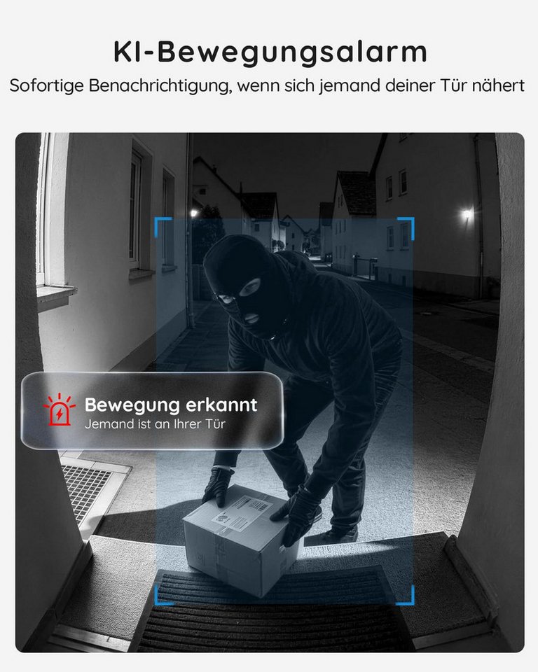 Boifun Smart Home Türklingel Videodoorbell Kamera WLAN-Version 5MP (Außenbereich, Außenbereich, 5 GHz WiFi, 1-tlg., Nachtsicht, PIR Bewegungserkennung, 2-Wege-Audio, 166°Weitwinkel,Alexa-kompatibel) Bild 2