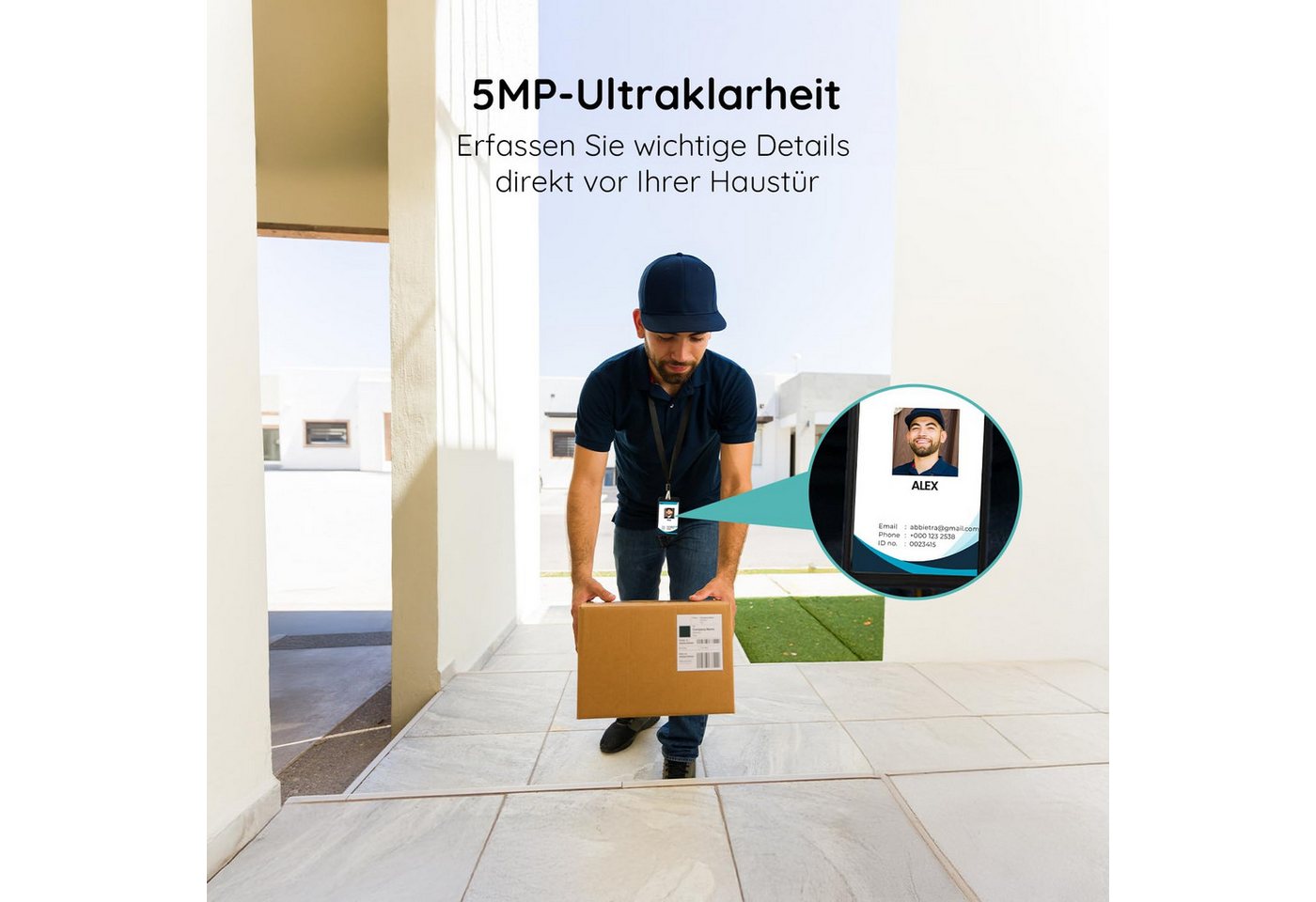 Boifun Smart Home Türklingel Videodoorbell Kamera WLAN-Version 5MP (Außenbereich, Außenbereich, 5 GHz WiFi, 1-tlg., Nachtsicht, PIR Bewegungserkennung, 2-Wege-Audio, 166°Weitwinkel,Alexa-kompatibel) Bild 5