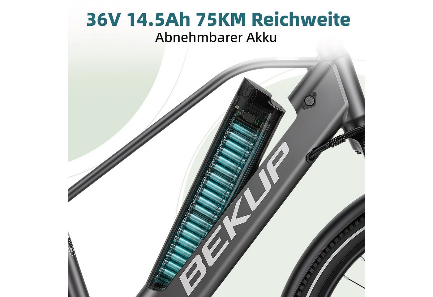 BEKUP E-Bike Cityrad V2 26 Zoll Cityrad, 522 Wh Akku, 45 Nm, Shimano 7-Gang, 7 Gang Shimano Shimano Tourney TZ Schaltwerk, Kettenschaltung, Heckmotor, 522 Wh, (Komplettset, E-Bike inklusive Akku und Ladegerät), City-Trekkingrad bis 75 km, 250 W Heckmotor, Scheibenbremsen