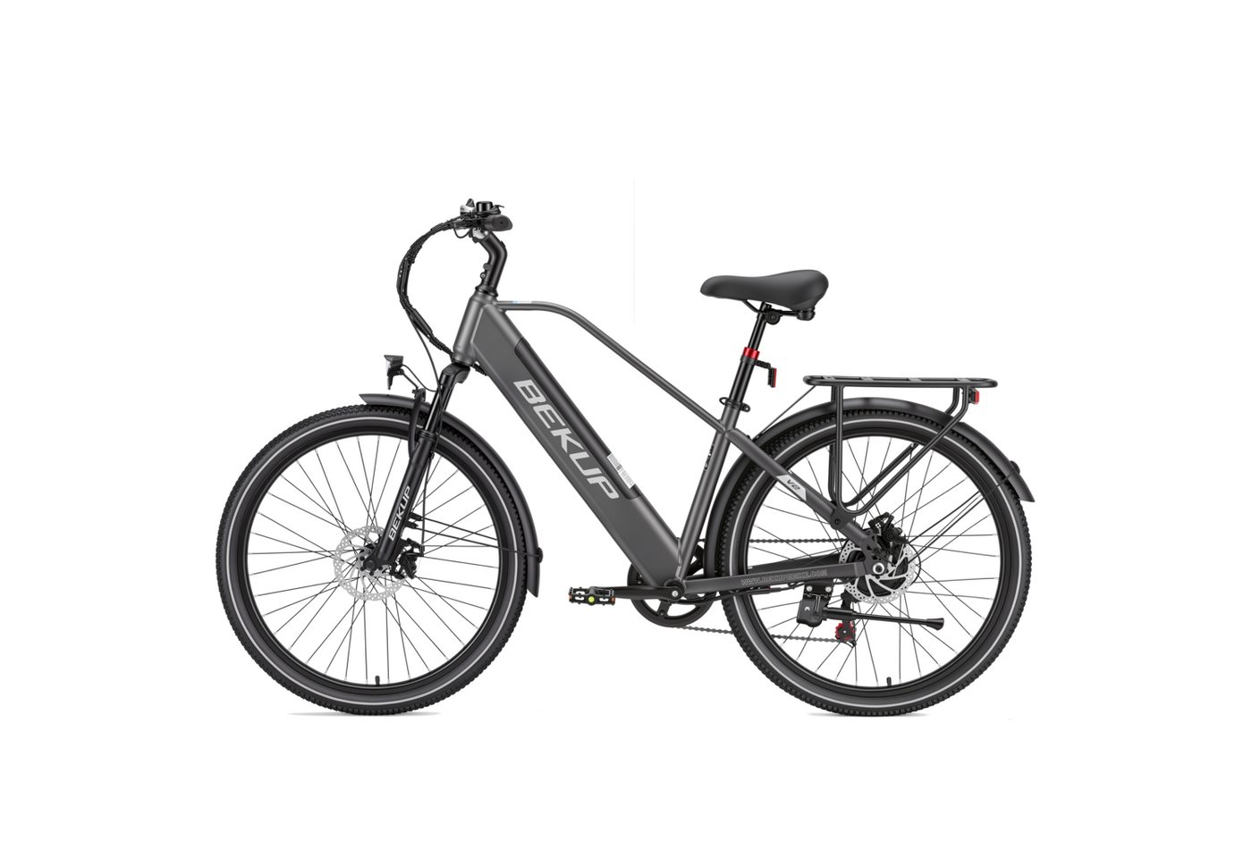 BEKUP E-Bike Cityrad V2 26 Zoll Cityrad, 522 Wh Akku, 45 Nm, Shimano 7-Gang, 7 Gang Shimano Shimano Tourney TZ Schaltwerk, Kettenschaltung, Heckmotor, 522 Wh, (Komplettset, E-Bike inklusive Akku und Ladegerät), City-Trekkingrad bis 75 km, 250 W Heckmotor, Scheibenbremsen Bild 3