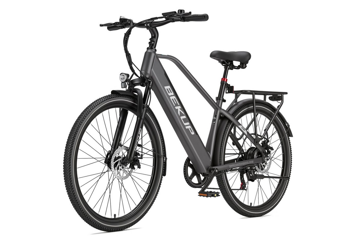 BEKUP E-Bike Cityrad V2 26 Zoll Cityrad, 522 Wh Akku, 45 Nm, Shimano 7-Gang, 7 Gang Shimano Shimano Tourney TZ Schaltwerk, Kettenschaltung, Heckmotor, 522 Wh, (Komplettset, E-Bike inklusive Akku und Ladegerät), City-Trekkingrad bis 75 km, 250 W Heckmotor, Scheibenbremsen Bild 4
