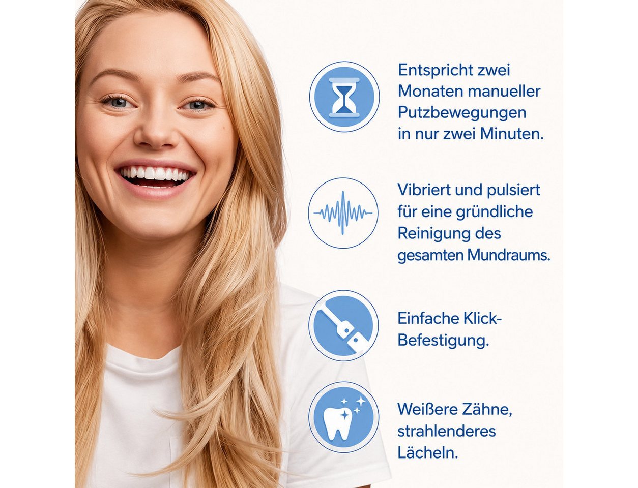 Fyrove Elektrische Zahnbürste Schallzahnbürste für Zahnpflege, mit 5 modi, Aufsteckbürsten: 8 St., 40000VPM UIltraschall, Putzdauer-Erinnerung, IP67 Wasserdicht, für Erwachsene und Kinder Bild 3
