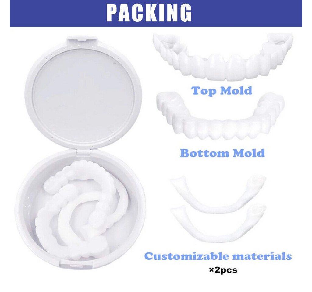HT Zahnschutz Zahnblende zum Aufstecken für obere und untere Zähne, falsche Zähne, perfektes Lächeln,Flexible Zahnspange,Weißen der Zähne Bild 2