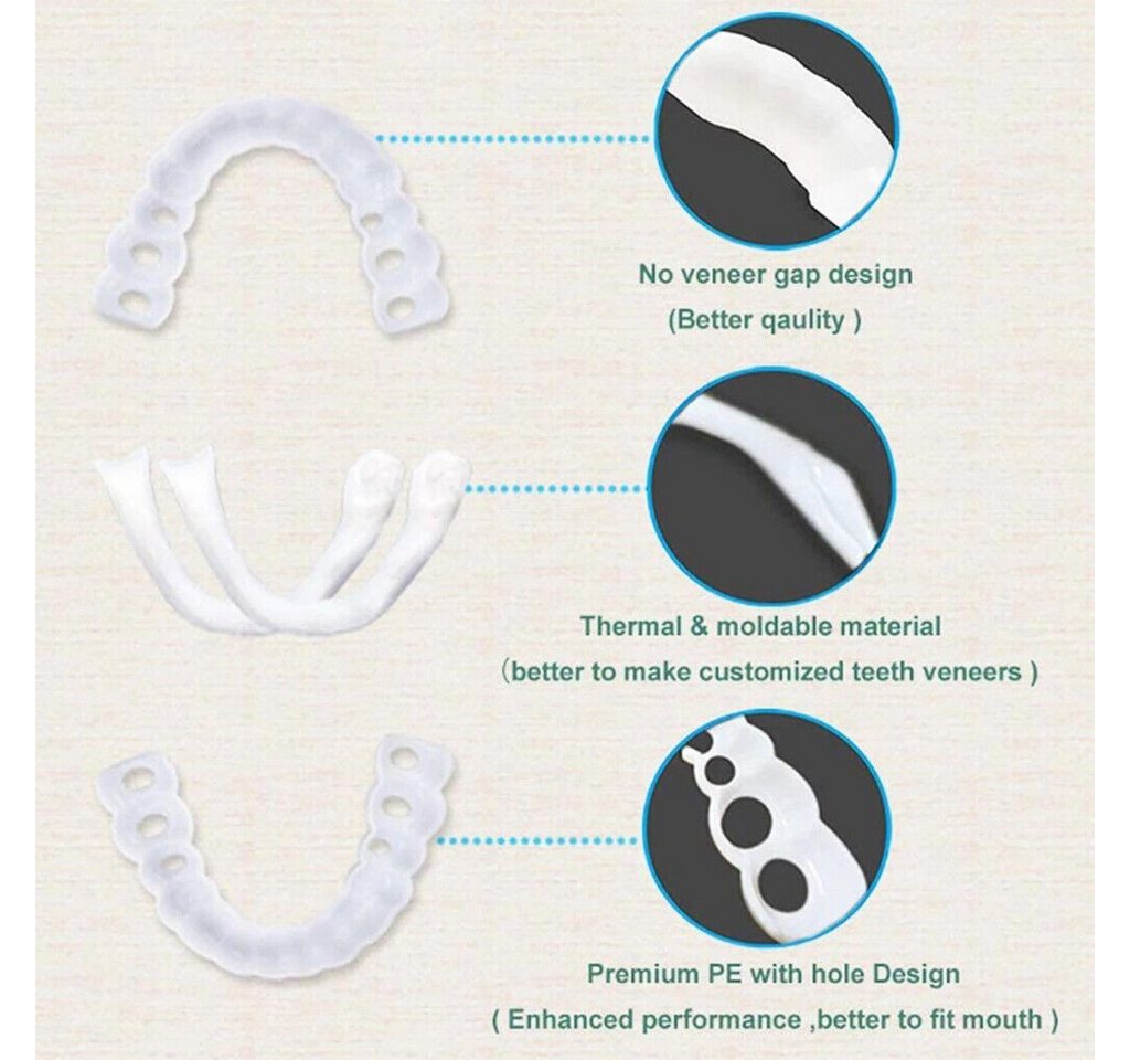 HT Zahnschutz Zahnblende zum Aufstecken für obere und untere Zähne, falsche Zähne, perfektes Lächeln,Flexible Zahnspange,Weißen der Zähne Bild 3