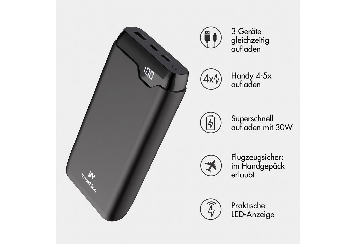 imoshion imoshion Powerbank - 27.000 mAh - Schnelles Aufladen und Power Deliver Powerbank (1 St) Bild 2