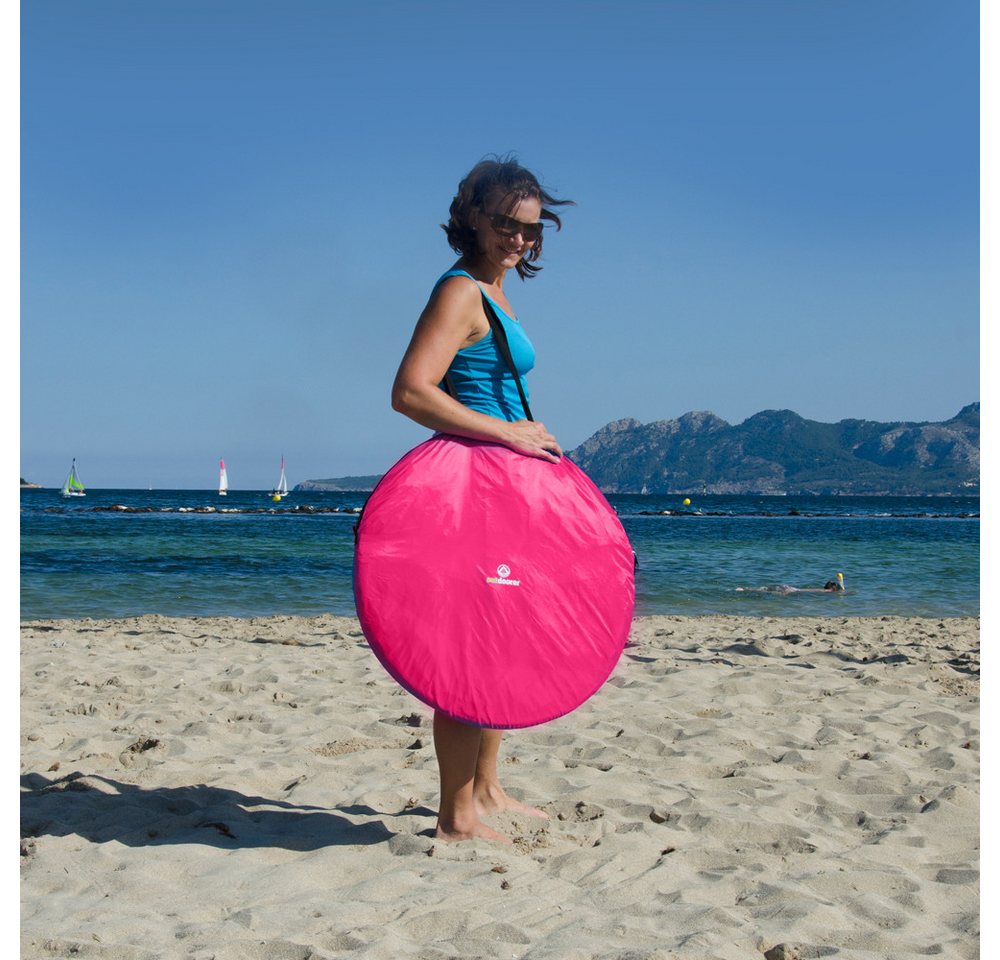 outdoorer Strandmuschel selbstaufbauend Zack II pink - Pop-up-Strandmuschel mit Moskitonetz, Sonnenzelt für See, Meer & Garten - Sonnen- und Windschutz Bild 3