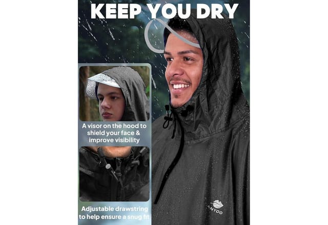 LuxusKollektion Campingstuhl Regenponcho Wasserdicht Fahrrad Kapuze Compact Einheitsgröße Schwarz