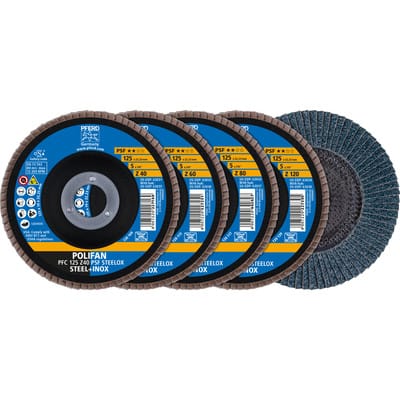 PFERD 69198300 - POLIFAN Fächerscheiben Set PFC 125 konisch Z40/60/80/120