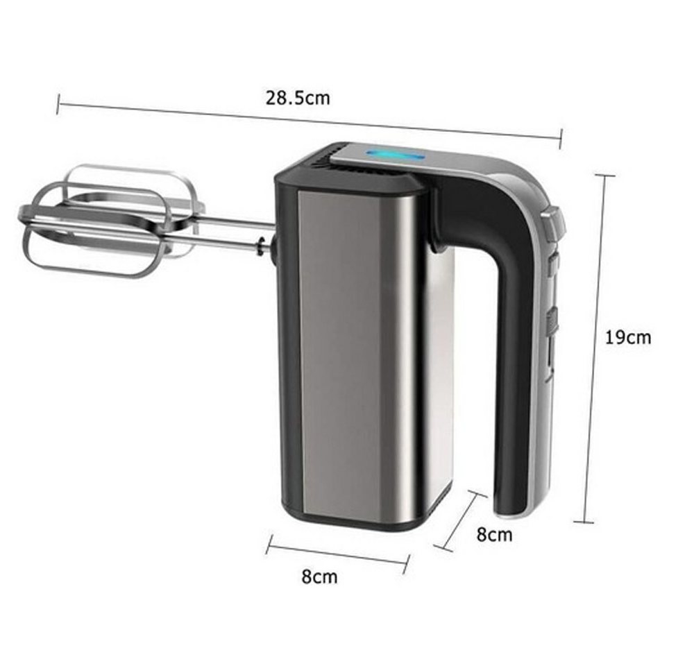 XIIW Handmixer 800W Elektrischer Handrührgerät mit 5 Stufen Turbo Boost für Eier Teig, 800 W, 304 Edelstahl mit 2 Rührbesen und 2 Knethaken Bild 5