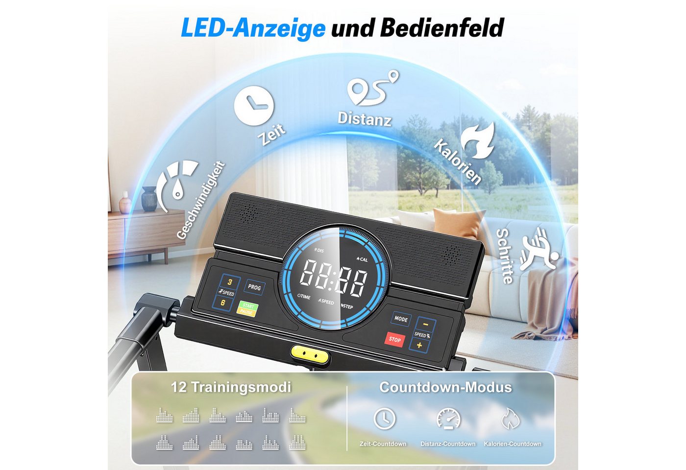 YEE RUN Laufband für Zuhause, treadmill 4 in 1, 12% Steigung, 3HP, 1-8 km/h
