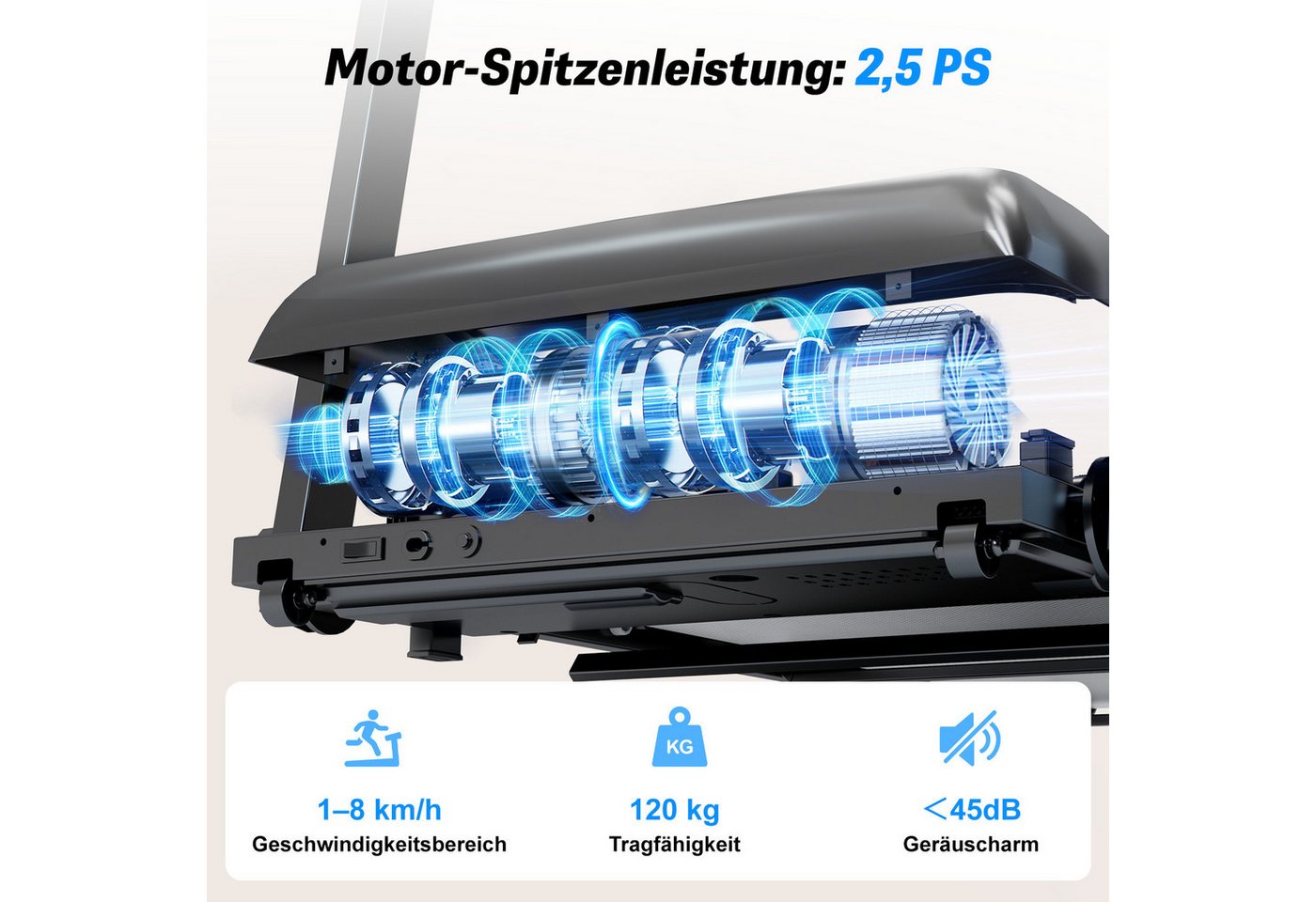 YEE RUN Laufband für Zuhause, treadmill 4 in 1, 12% Steigung, 3HP, 1-8 km/h Bild 2