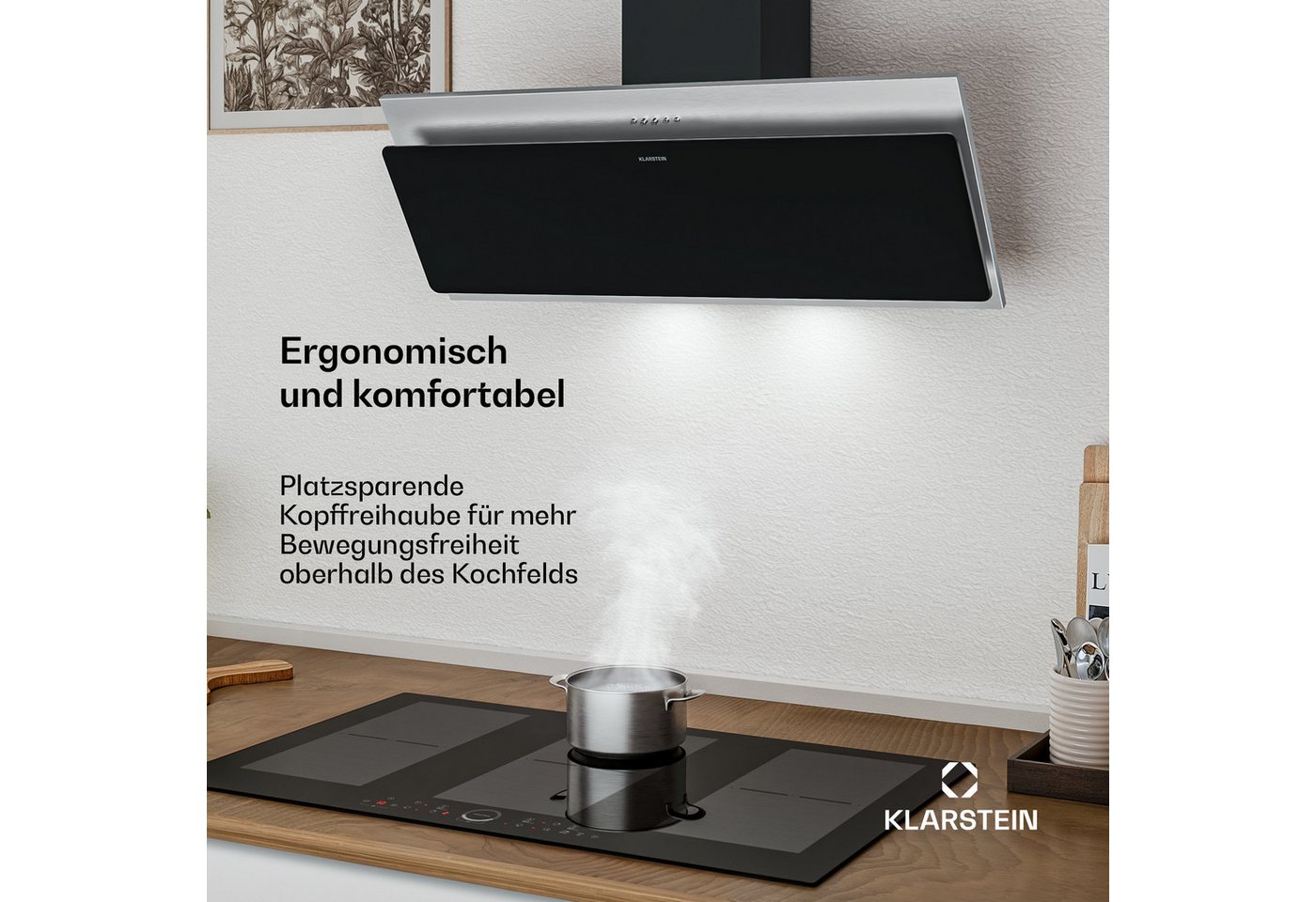 Klarstein Deckenhaube Alessia Alessia, Dunstabzugshaube Head free Umluft Abluft LED Edelstahl Bild 3
