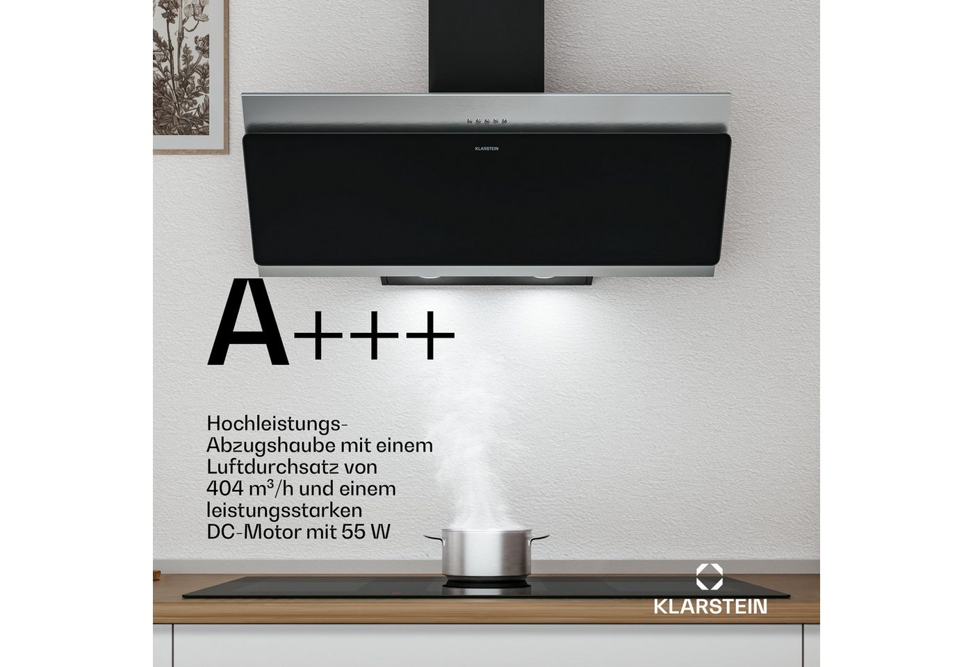 Klarstein Deckenhaube Alessia Alessia, Dunstabzugshaube Head free Umluft Abluft LED Edelstahl Bild 5