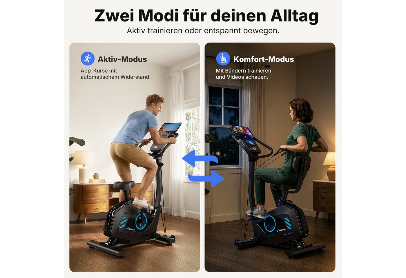 MERACH Heimtrainer mit App-Auto-Widerstand, 16 Stufen & Zugbändern (1-tlg., Sportgeräte, Indoor Bike, Fitnessbikes, Mini Bike), Relax Sattel mit Rückenlehne, tiefer Einstieg, bis 136kg Bild 2