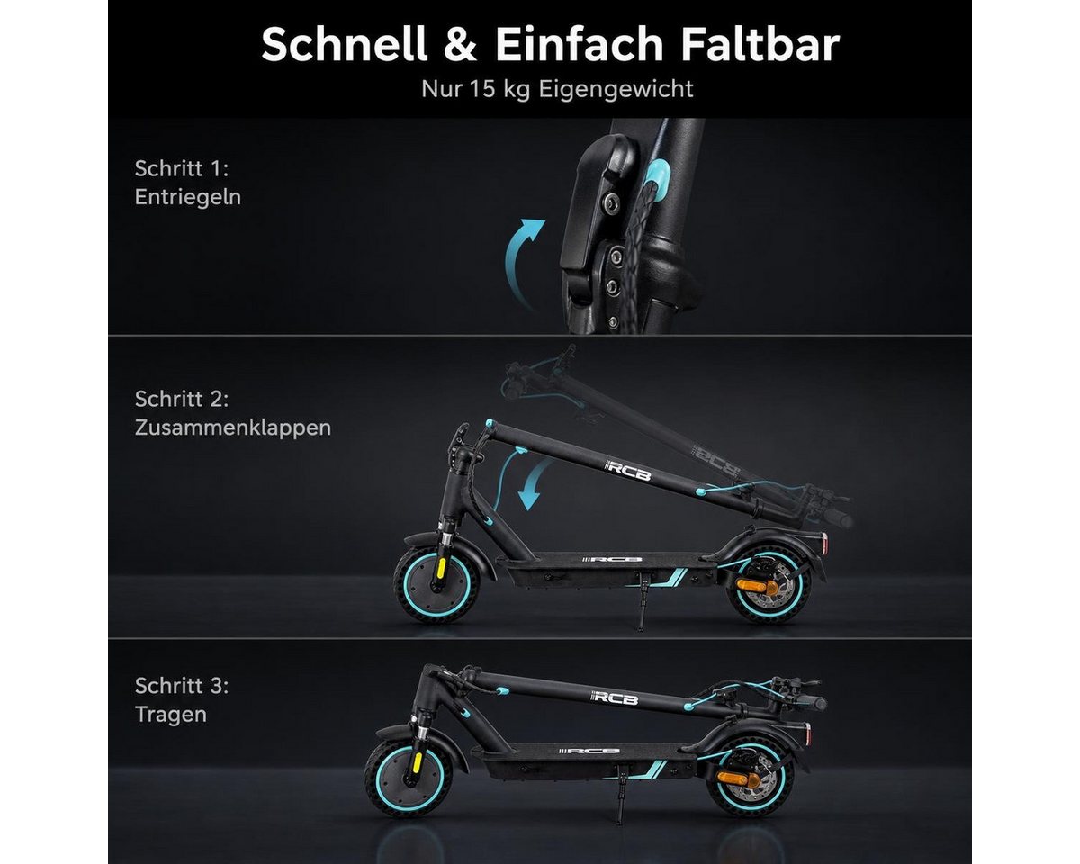 RCB E-Scooter mit Straßenzulassung (ABE), 8.5 Zoll Elektroroller, Max 35Km, mit APP, 7,8AH, 20Km/h, 400W Motor, 15KG Gewicht, Zwei Stoßdämpfer Bild 2