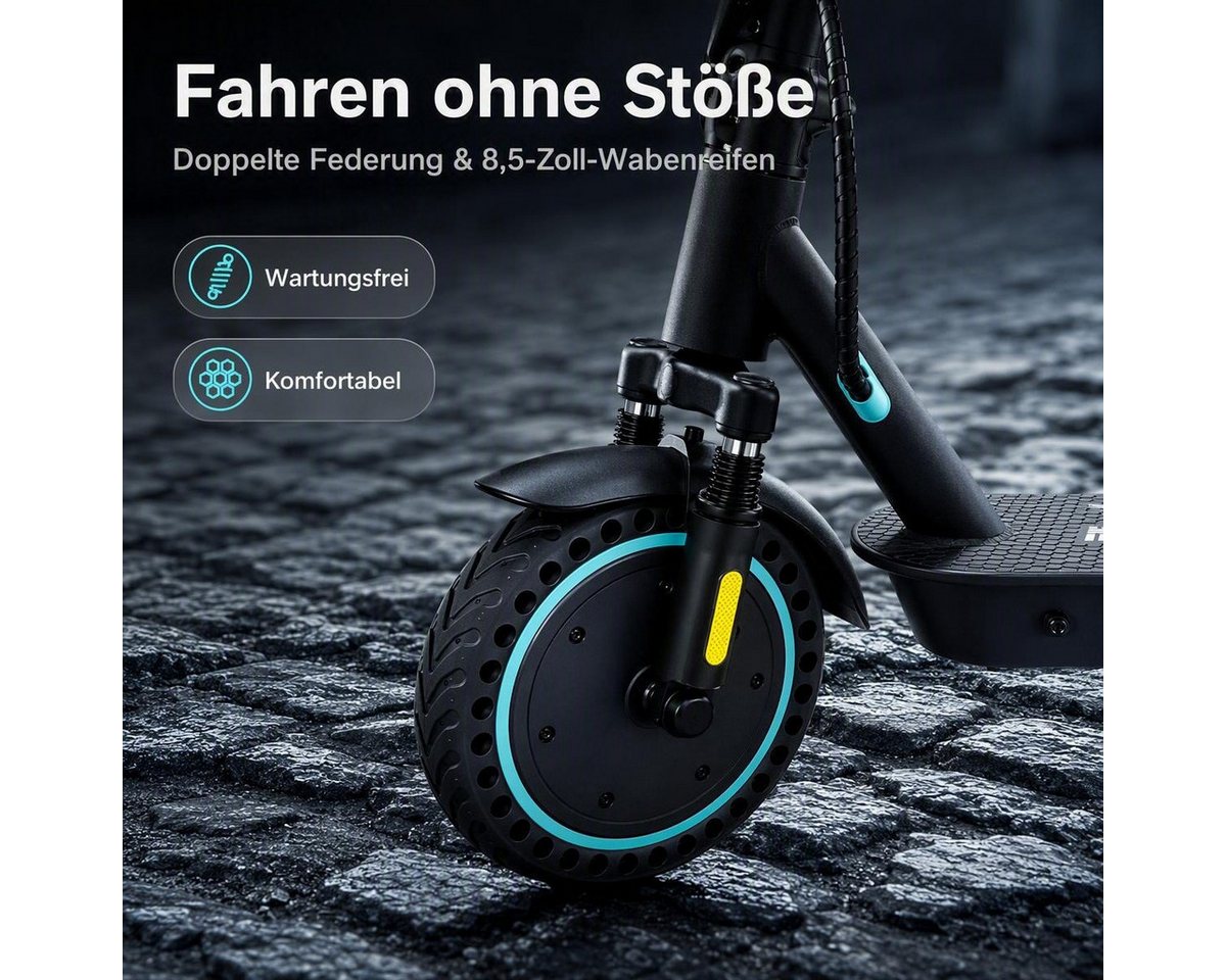 RCB E-Scooter mit Straßenzulassung (ABE), 8.5 Zoll Elektroroller, Max 35Km, mit APP, 7,8AH, 20Km/h, 400W Motor, 15KG Gewicht, Zwei Stoßdämpfer Bild 4