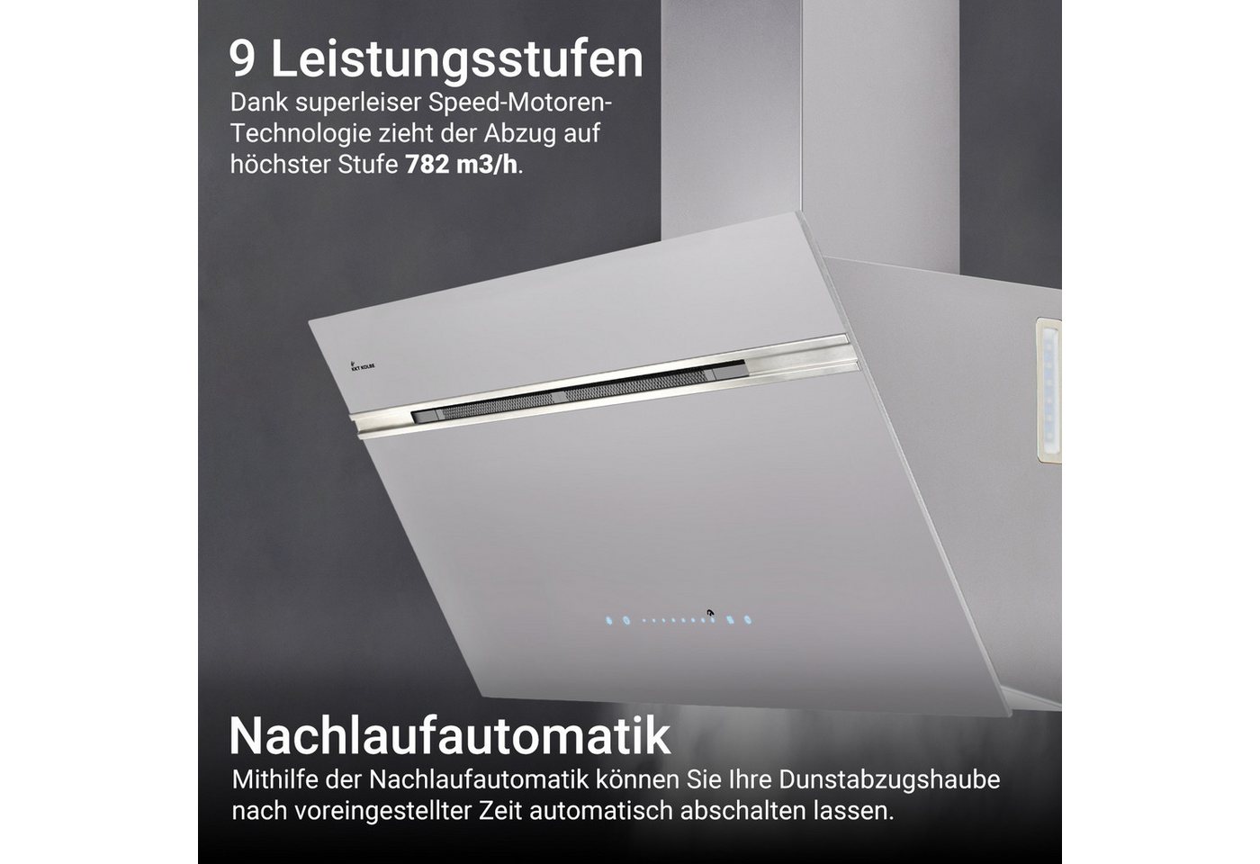 KKT KOLBE Wandhaube Dunstabzugshaube 80cm AURORA8005WED RGBW Ambientebeleuchtung Dunstabzugshaube 80cm AURORA8005WED RGBW Ambientebeleuchtung, Kopffreihaube / Umluft / Abluft / Smart WiFi-App / Weiß / Glas Bild 5