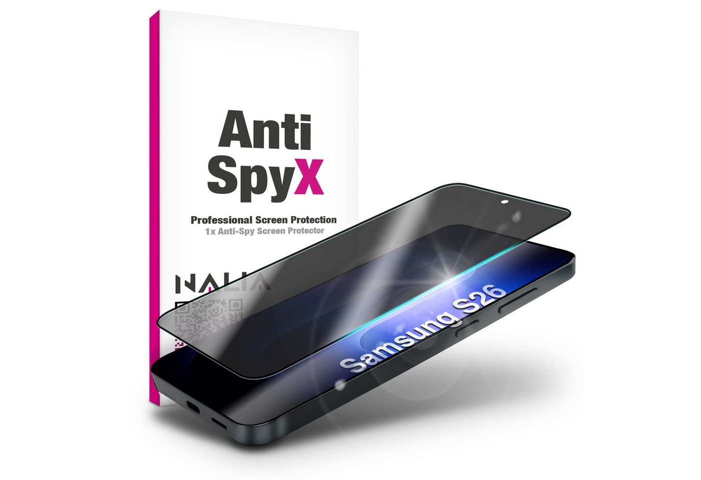 Nalia Schutzfolie Samsung Galaxy S26, ANTISPYX Displayschutz - Blickschutz, Full-Screen & 9H Hartglas Bild 4