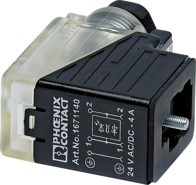 PHOE 1671140 - Ventilstecker, 3-pol, Gewindeart Kopf BI, 24 V