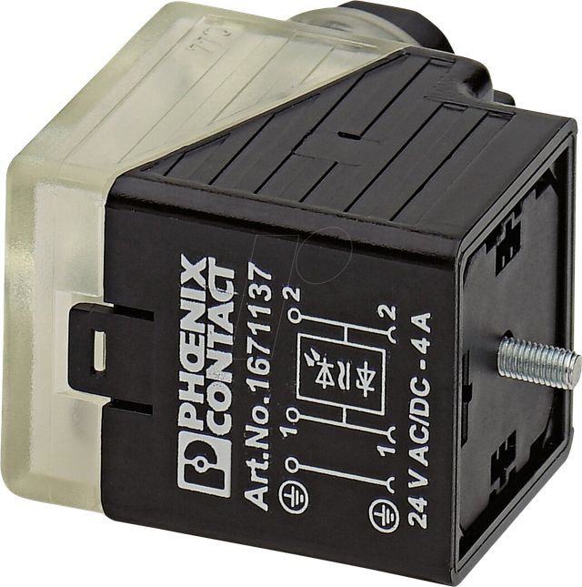 PHOE 1671137 - Ventilstecker, 3-pol, Gewindeart Kopf A, 24 V