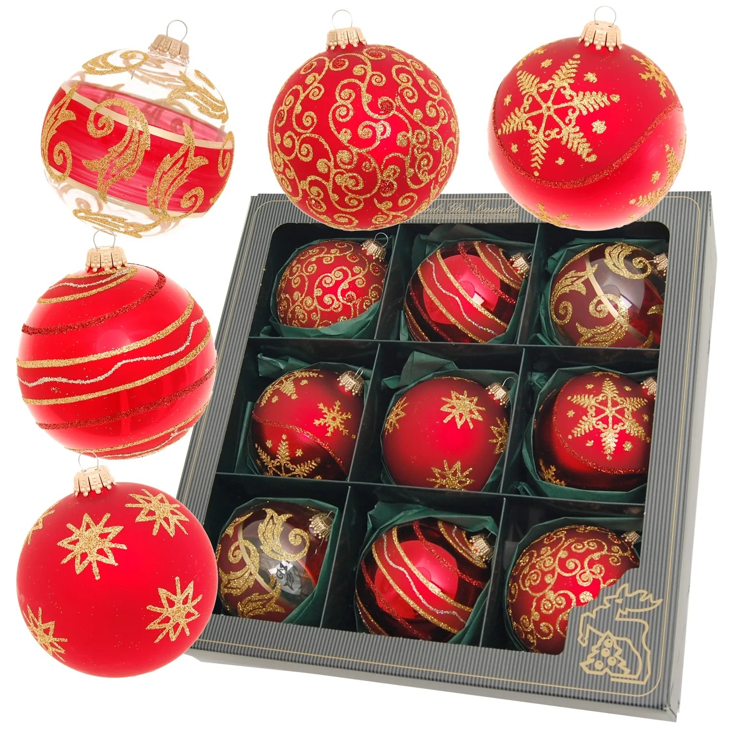 Christbaumkugeln Weihnachtskugeln Glas Ø 8 cm 9 Stück rot
