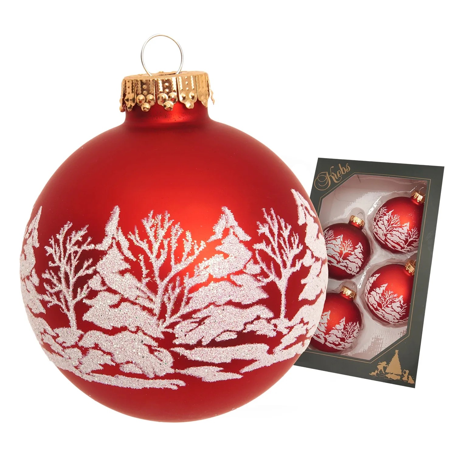 Krebs Glas Lauscha Weihnachtskugeln Winterwald Rot 7cm