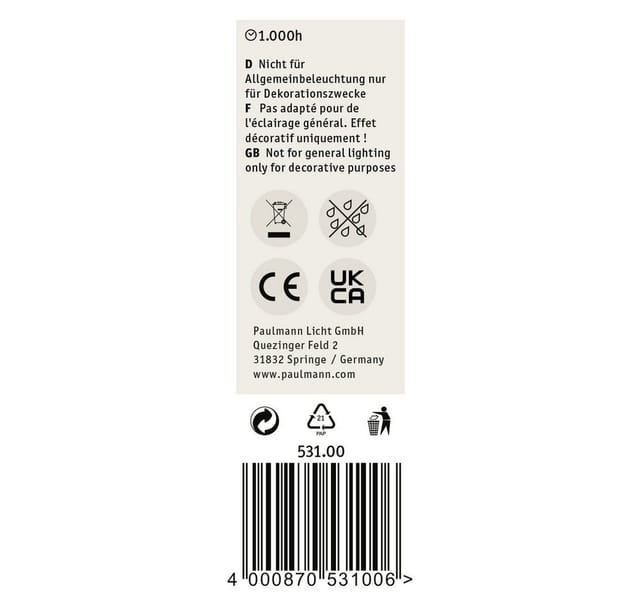 PLM 53100 - Flackerkerze E27, 3 W, 1 lm