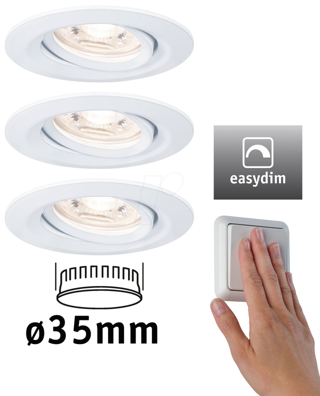 PLM 92971 - Einbauleuchte Mini Nova Plus Coin, 3x4,2 W, 2700 K , 15°, weiß