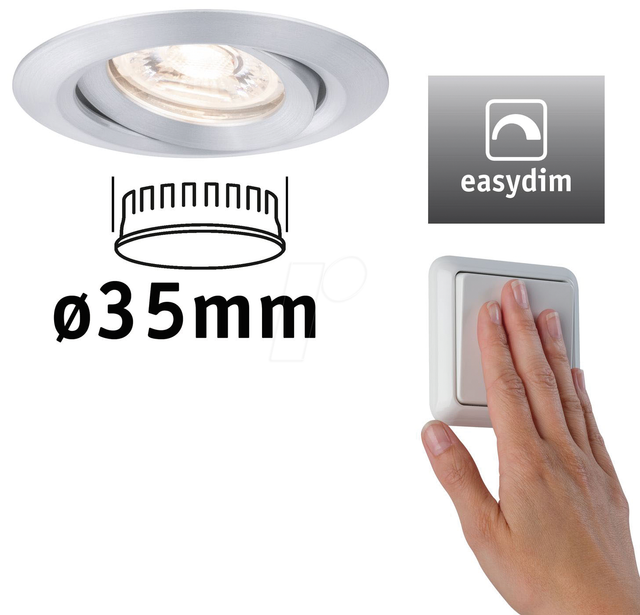 PLM 92974 - Einbauleuchte Mini Nova Plus Coin, 4,2 W, 2700 K , 15°, alu
