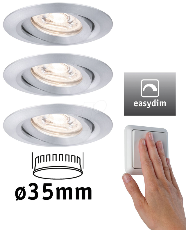 PLM 92975 - Einbauleuchte Mini Nova Plus Coin, 3x4,2 W, 2700 K , 15°, dimmba