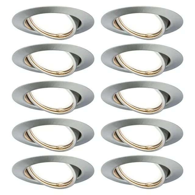 PLM 93399 - Einbauleuchte Base, GU10, 20°, rund, Eisen gebürstet, 10er Set