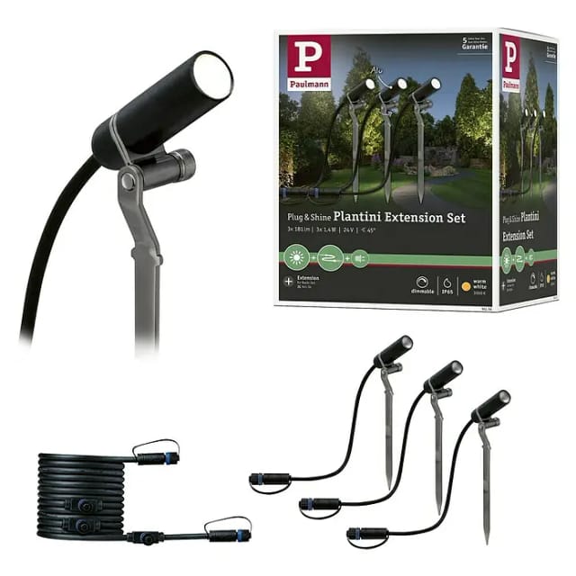 PLM 94156 - Plug&Shine Set Erdspieß Plantini IP65, 3000K, 3 x 2,5 W,