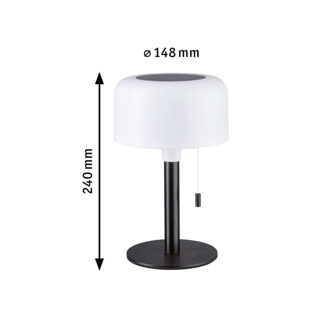 PLM 94607 - Solar Akkuleuchte Bartja, IP44, dimmbar, 2700K, schwarz