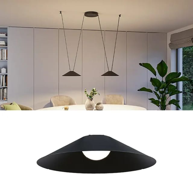 PLM 94615 - Uline Pendelleuchte Cone, 12 W, 1245 lm, 3000 K, 350 mm, schwarz