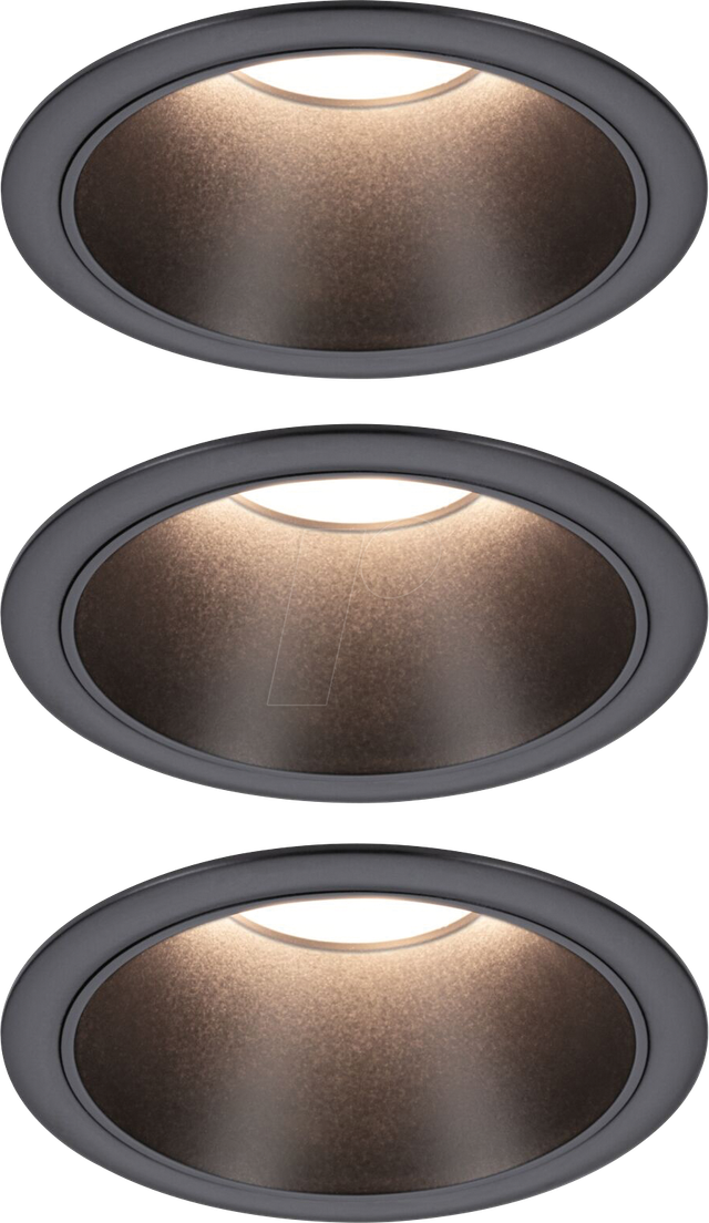 PLM 94869 - Einbauleuchte Cole Coin, 6 W, 2700 K, 470 lm, schwarz, 3er Set